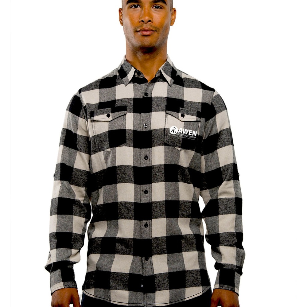 BURNSIDE BLACK AND WHITE FLANNEL WITH TWO POCKETS FOR MEN OR WOMEN!